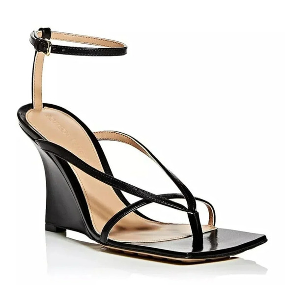 Bottega Veneta Women's Black Stretch Strappy Wedge Sandals Size 36.5 MSRP $1,100 - Picture 1 of 10
